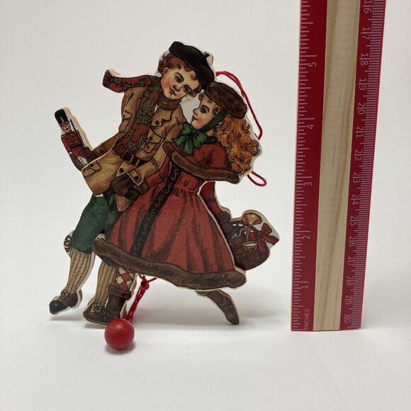 Santa Claus Ark & Animals and Jumping Jack Pull String Vintage Wood Ornaments - Picture 10 of 10